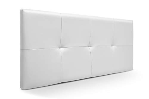 SUENOSZZZ-ESPECIALISTAS DEL DESCANSO Cabecero de Cama de 150 cm Modelo Lhasa Acolchado tapizado en Polipiel, Color Blanco 160 x 57 cm