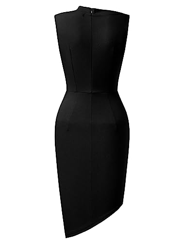 AISIZE Women's Retro Sleeveless High Neck Business Bodycon Pencil Dress4