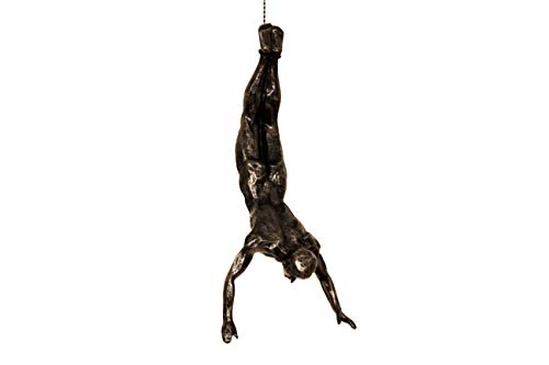 Haute Collage 1 x Large Bronze Bungee Jumping Hanging Figure Sculpture Ornament Figure Man Wall Hanging Resin Hanging on Metal Wire