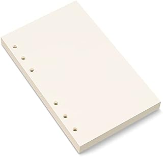 A6 Filler Paper, 6-Hole Punched for 6-Ring Binders, Blank Loose Leaf Paper,10.5 x 16.9cm Inserts Paper, 80 Sheets/160 Blank Pages, Beige