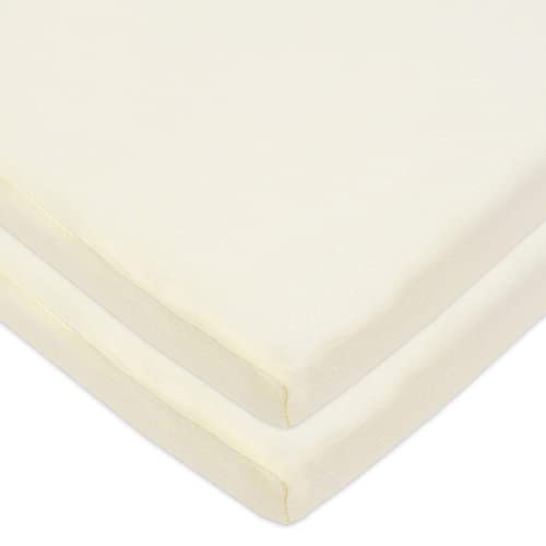 Image of American Baby Company 15 inch x 33 inch Fitted Bassinet Sheet, 100% Natural Cotton Jersey Knit, Cream, Soft Breathable, Pack of 2