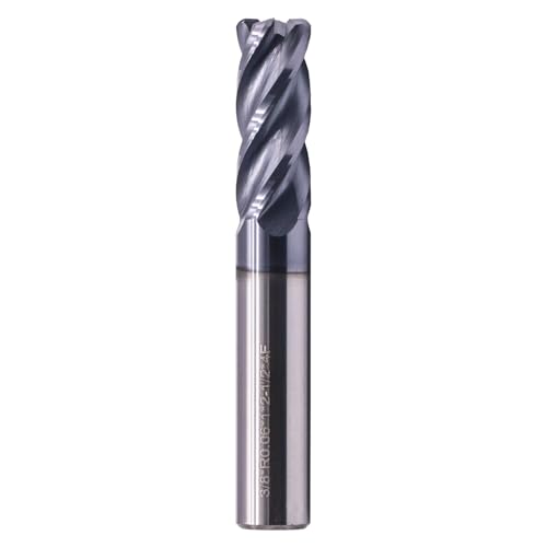 Image of 3 /8 inch 4 Flute Solid Carbide End Mill - .060 inch Corner Radius, AlTiN Coated | 35 Helix, 3 /8 inch Cutting Dia, 3 /8 inch Shank Dia, 1 inch LOC, 2-1 /2 inch OAL For Milling Alloy Steel, Cast Iron, Copper