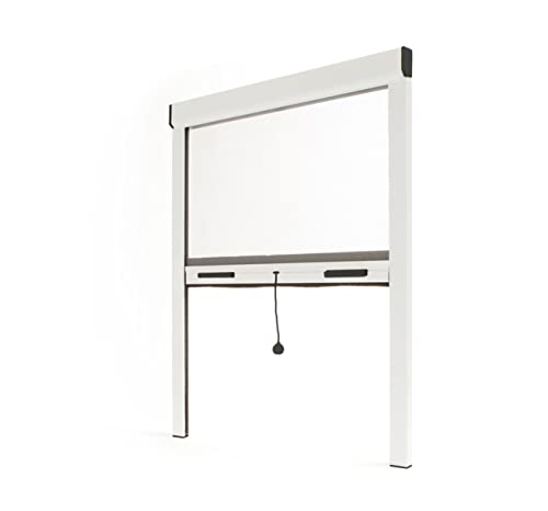 Store moustiquaire fenêtre alu recoupable (largeur x hauteur) -protection insecte ajustable (Blanc, L1500mm x H2300mm)