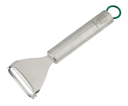Chefkoch trifft Fackelmann Ziehschäler – Premium Edelstahl Gemüseschäler, Ergonomischer Griff, Spülmaschinenfest, Ideal für Obst & Gemüse, Grau