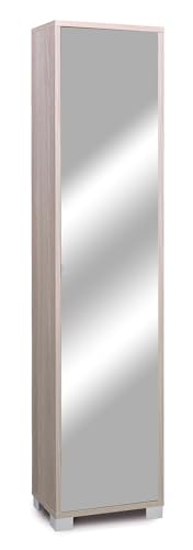Armadi a Specchio Giordanoshop Armadio 1 Anta con Specchio 43x190x29 cm Olmo Chiaro
