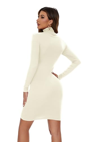 Image of Ribbed Turtleneck Dress Long Sleeve Sexy Bodycon Dresses