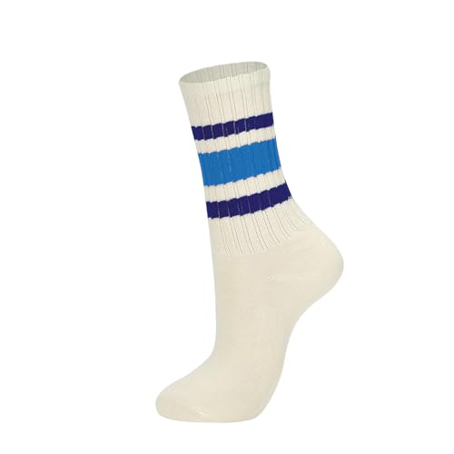 Image of American Trends Womens Novelty Striped Crew Socks Athletic Vintage Slouch Mid Calf Tube Socks