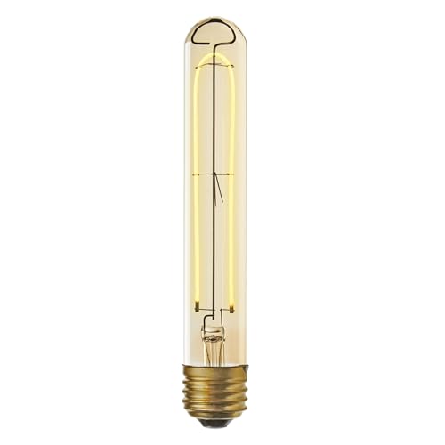 Tubular LED Edison Bulb, Dimmable - 3 Watt T9 Vintage Light Bulb, E26 (Medium) Base, Warm White 2200k, Long Tube Style, Hairpin Filament, Cobble Hill Collection