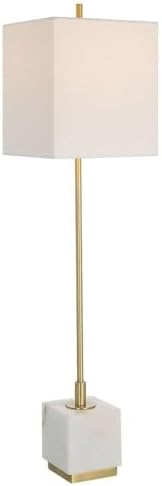 Uttermost Escort - 1 Light Buffet Lamp-37 Inches Tall and 9 Inches Wide-Brushed Brass/White Finish