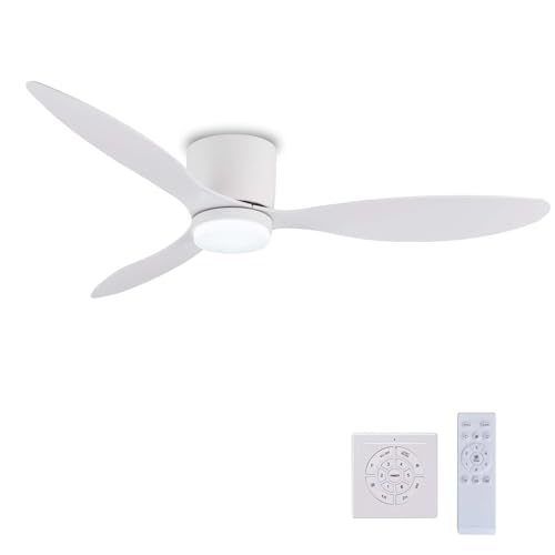 Ventilador de techo silencioso con luz ajustable de tres colores, ventilador reversible de 6 velocidades, control remoto, acabado de grano de madera, ideal para sala de estar, negro, 106 cm