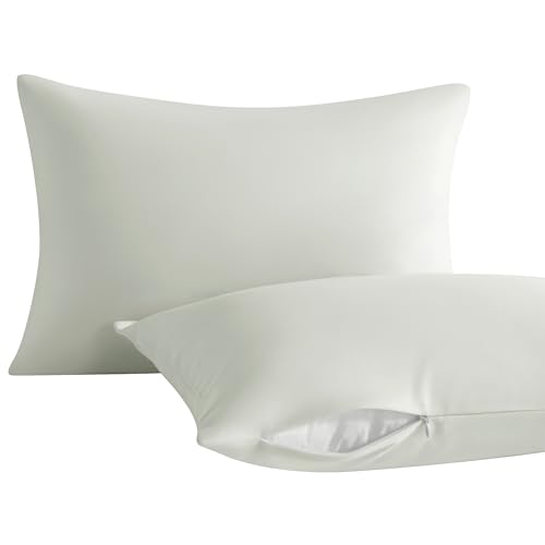 Image of NTBAY 2 Pack Pillows with Pillowcases, Soft Cotton Down Alternative 13x18 with Microfiber Zippered Pillowcases for Sleeping in Crib Bed - Machine Washable - Breathable Travel Pillow, Light Grey