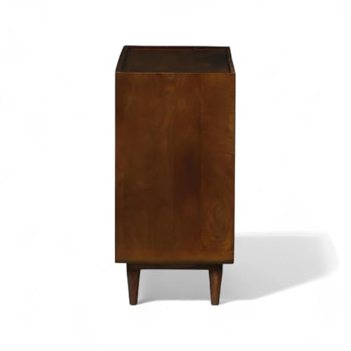 Image of Solid Wood Concerto Chest of Drawers | Wooden Storage Dresser with 6 Drawers | Finish Walnut Brown and Concrete