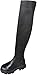 Casual Non Slip Winter Fall Long Tall Boots Platform Tight High Boots for Women Fashion Stretch Knitted Round Toe Chunky Bottom Slip On Flats Over The Knee Boots for Wedding