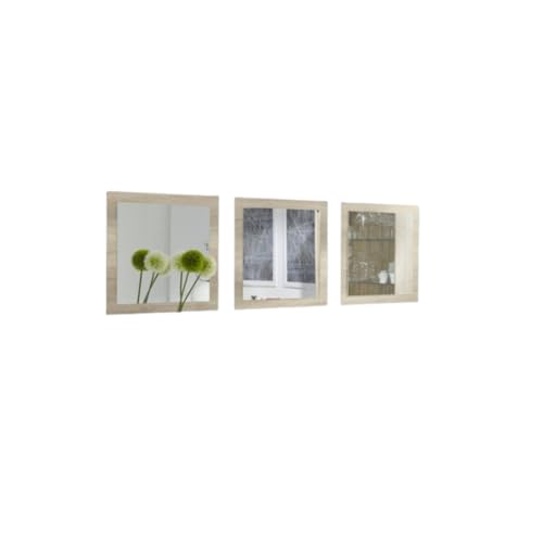 Meublorama Set di 3 specchi Malmo Colore Sonoma 60x60x3