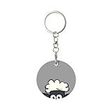 [BAIYUAN] ひつじのショーン キーホルダー アイズアウト中空ラウンドメタルキーホルダーリングクリスタルの財布バッグバックルのペンダントのために車キーリングキーホルダー プレゼント jh21