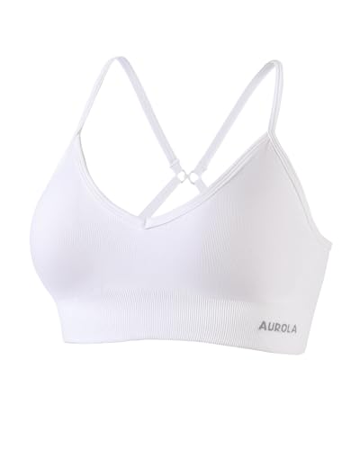 Image of AUROLA Serpent Seamless Sports Bras for Women,Backless Padded Strappy Workout Gym Yoga Crop Tops