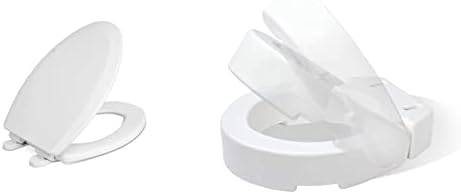 CENTOCO Centoco 900SC-001 Centocore Molded Wood Technology, Elongated Toilet Seat with Slow Close, White & Carex Round Hinged Toilet Seat Riser, Adds 3.5 Inches Raised Toilet Seat