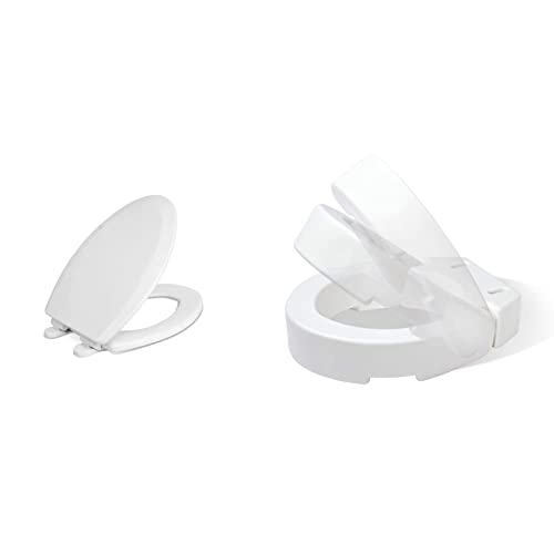 Centoco Centoco 900Sc-001 Centocore Molded Wood Technology, Elongated Toilet Seat With Slow Close, White & Carex Round Hinged Toilet Seat Riser, Adds 3.5 Inches Raised Toilet Seat #TOP6