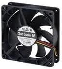 SANYODenki 9A0912H402 DC Fan Sq92x25mm 12VDC 2.52W, 3150rpm 51.2CFM 33dB, 2 Wire, Plastic F/B