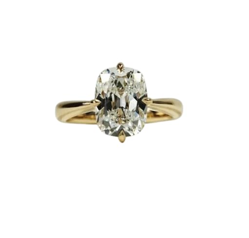 3 CT Vintage Old Mine Cushion Cut Diamond Engagement Ring,Compass Prong Setting,14 KT Gold Plated Wedding Ring,Gifted For Her,Size 3-12.