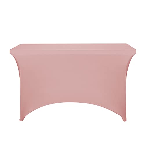 Image of FORLIFE Spandex Table Covers,Fitted Tablecloth for Rectangular Tables, Stretch Patio Table Covers, Universal Spandex Table Cover for Wedding, Banquet, Party (4ft, Dusty Pink)
