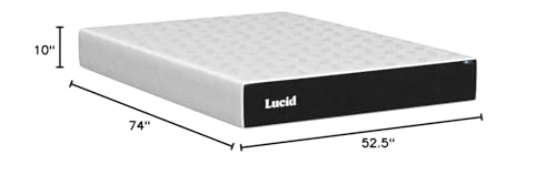 LUCID 10 Inch Memory Foam Mattress - Plush Feel - Infused with Bamboo Charcoal and Gel - Bed in a Box - Temperature Regulating - Pressure Relief - Breathable - Full SizeFull Size
