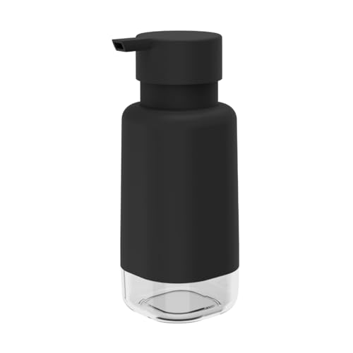 Dispenser de Sabonete Líquido Porta Detergente Alcool Gel 500ml Com Visor Transparente Para Cozinha Banheiro (Preto)