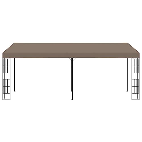 Tonnelle avec cadre en acier avec revêtement PA pour protection solaire, tonnelle murale pour mur extérieur, en tissu taupe, 6 x 3 m