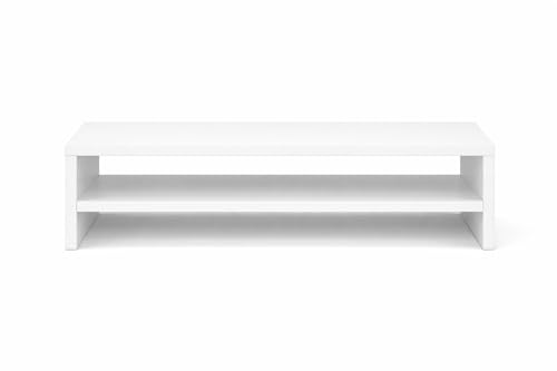 Image of Enigmatic Woodworks Wooden Monitor Stand with Storage Organizer for Desk, Tables, Office, Home, Studio, Study Table (White)