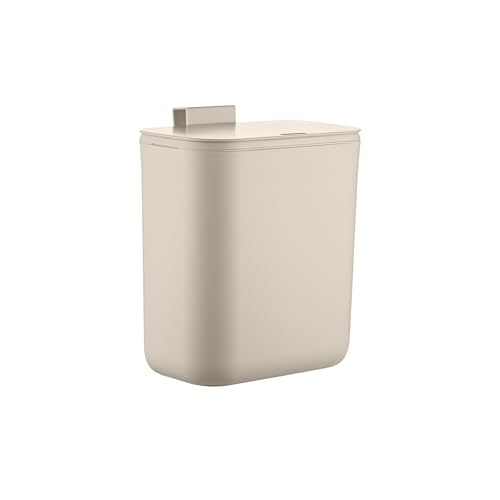 Relaxdays Küchenmülleimer 9 L hängender Komposteimer für Biomüll & Restmüll Türmüllbehälter Kunststoff beige