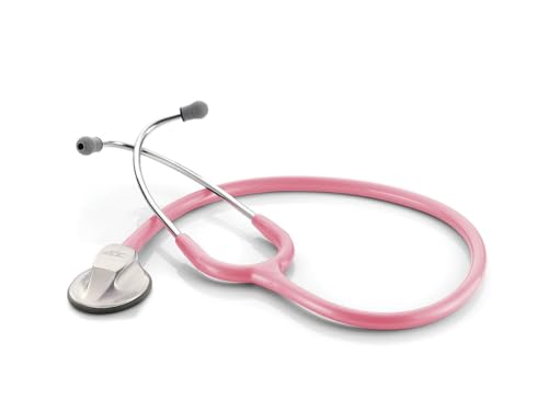 ADC 615PBCA Adscope Model 615 Platinum Sculpted Clinician Stethoscope with Tunable AFD Technology, Lifetime Warranty, Breast Cancer Awareness Metallic Pink