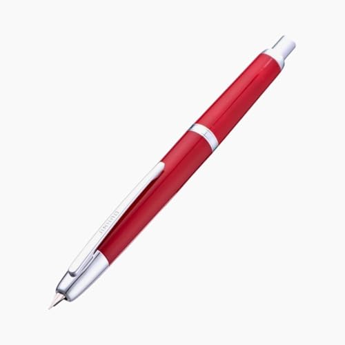 Image of GOLD LEAF Jinhao 20 Press Retractable Fountain Pen - Fine Nib with Converter - Plastic Body & Metal Clip - Multiple Colors - Smooth Writing Pen (No Ink Included) (Palace Red (Silver Clip))
