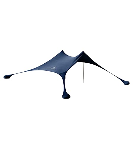 Premium Lycra Beach Tent - Beach Shelter Pop-Up Awning with Aluminium Poles and Sand Anchors "Ole" Dark Blue