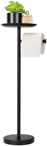 Amazon.com: Toilet Paper Holder Stand with Shelf on Top, Black TP Roll ...