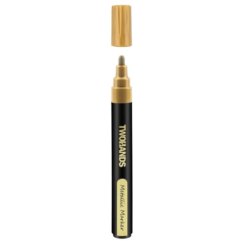 Image of Metallic Marker Pen Set of 3 | Shake and Use Paint Pens | Water-Based Quick Dry Non-Toxic Ink for Art, Craft, Card Making, Journaling, Rock Painting & Drawing (1 Gold & 1 Silver & 1 White)