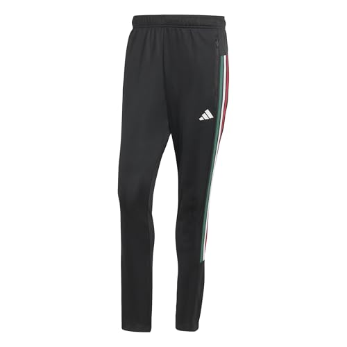 adidas Herren Workout Essentials All-Set 3-Stripes Knit Pant, Black/Team Dark Green/White/Better Scarlet, M