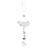 XIAOQENAN Elegante colgante de cruces para teléfono, cadena delicada con alas de ángel, llavero elegante para niñas, cordón portátil