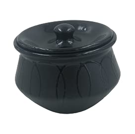 K F DEALS Ceramic Kitchen Serving Pot | Dahi Handi | Biryani Handi for Dining Table/Home/Kitchen -Black