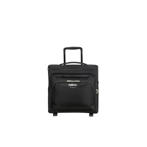 American Tourister SummerRide - Maleta de Cabina Extensible 2 en 1 con 2 Ruedas, Subasiento, Color Negro, 40 x 36 x 20 cm