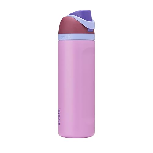 Owala FreeSip Insulated Stainless Steel Water Bottle with Straw for Sports and Travel, BPA-Free Sports Water Bottle, 24 oz, Plum/Orchid, Electric Orchid