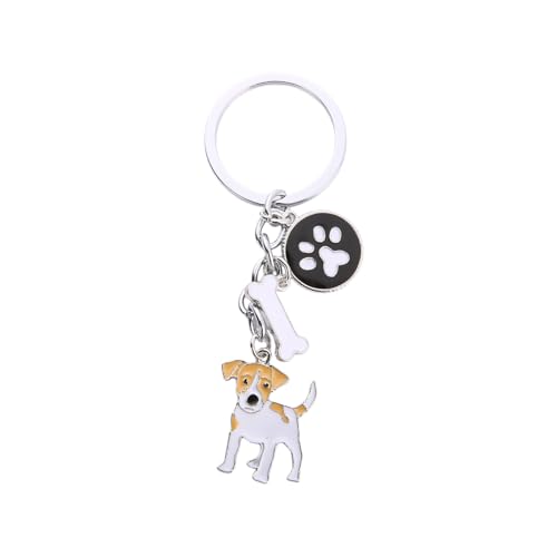 QRH Cute Pet Puppy Keychain Dog ID Tag Keyring Animals Lover Creative Gift-Jack Russell