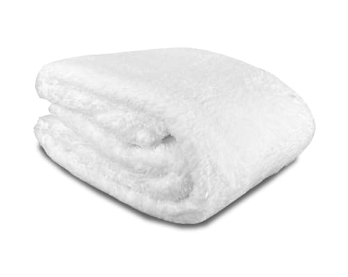 John Aird Teddy Fleece Cozy Bed Sofa Throw Blanket (White, Single (125 x 150cm)