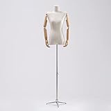 MJMLUCK Maniquí Femenino de Torso, con Altura Ajustable y Brazo de Madera Maciza y Base metálica, para Tiendas de Ropa, ferias y boutiques Online. Placa Cuadrada, A (triángulo C).