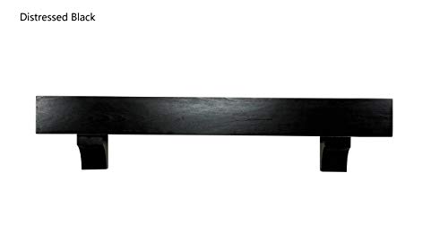 Distressed White or Black Rustic Wood Beam Floating Shelf Fireplace Mantel with Corbels U Pick Size & Finish