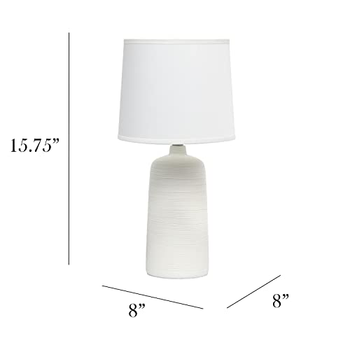 Simple Designs Lt2085-Off Textured Linear Pottery Ceramic Table Lamp, Off White #TOP3