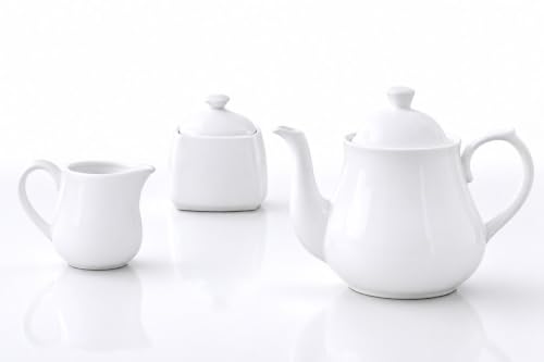 Image of White Porcelain Tea Pot 550ml with Suger Pot and 60ml Creamer