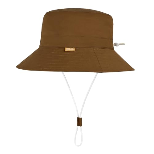 jerague Linen Cotton Sun Hat Baby Boy 4-8 T,Little Kids Sunhat Adjustable Beach Bucket Cap Fisherman hat with UPF 50+ Protection, 024-dark Orange - Thumbnail 5