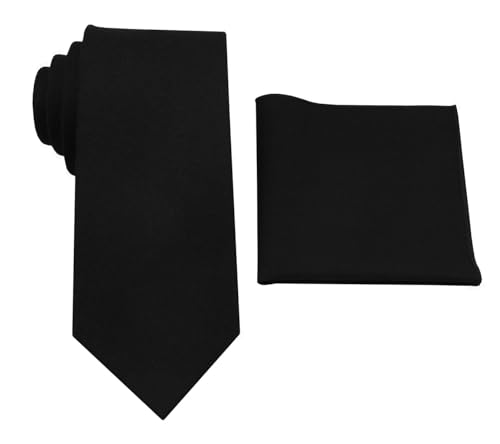Image of Mens Linen Tie Set - Solid Necktie with Pocket Square