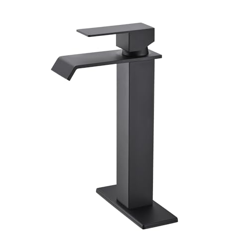 Matte Black Waterfall Bathroom Sink Faucet | Single Handle Sink
