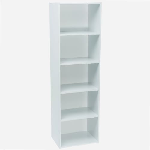 WERKA PRO Meuble Blanc de Rangement - 5 Niches - Panneaux de Bois MDF - 133 x 40 x 29 cm - Livré...